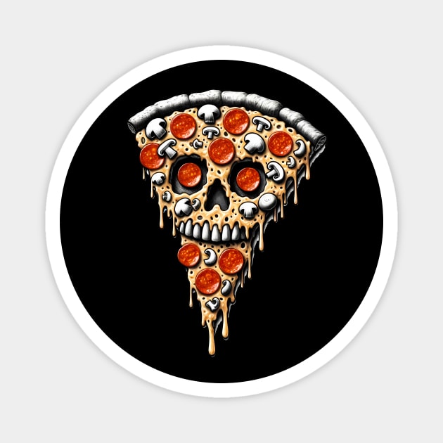 Pizza Skull Face, Funny Pizza Lover, Halloween Magnet by dukito